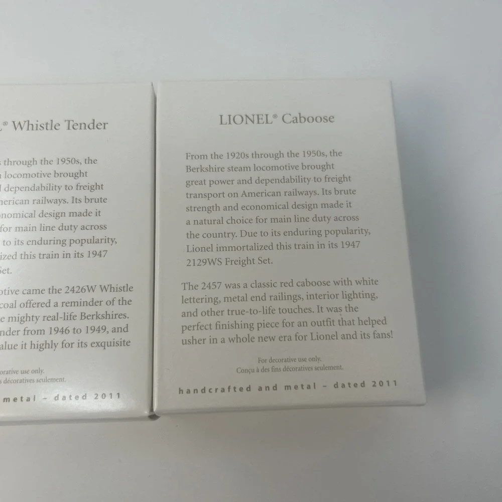 2011 Hallmark Keepsake Lionel 726 Berkshire Locomotive Tender Caboose Set of 3